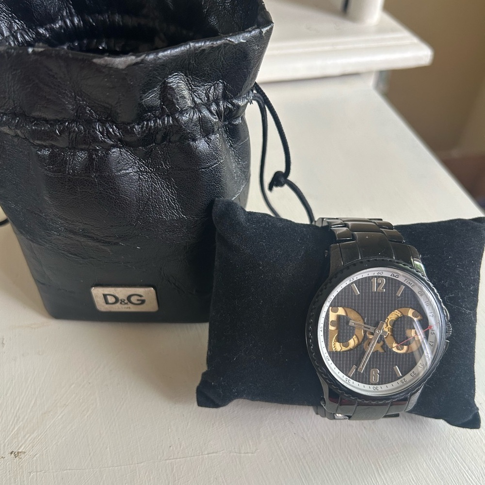 D&G Watch Black, White, and Gold